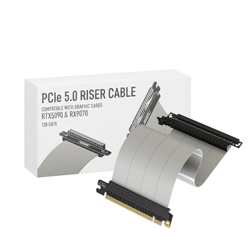 Image of LINKUP PCIE 5.0 Riser Cable | for Vertical GPU Mount | ITX Single Reverse | Graphics Card GPU Ready | Usable with PCIe 4.0 & RX9070 / RTX5090 | 30cm (Total Length: 34.5cm)