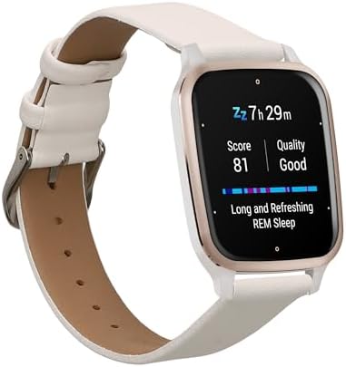 kwmobile Real Leather Watch Strap Compatible with Garmin Venu Sq 2 Music/Sq 2 – Fitness Tracker Replacement Sports Wristband with Clasp