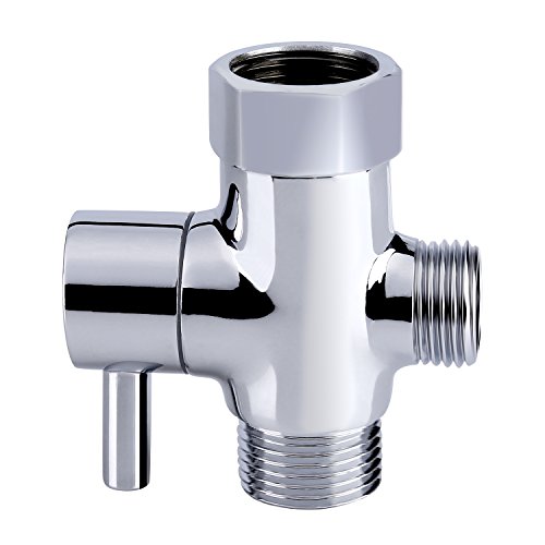 HOMEIDEAS T-adapter with Shut-off Valve, 3-way Tee Connector 7/8 inches, Chrome Finish, for Bidets