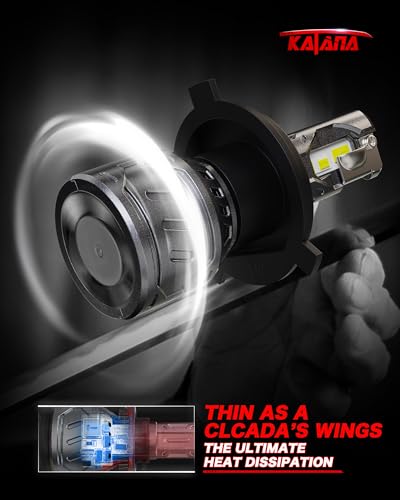 Image of KATANA H4 Bulbs, 9003 400% Brightness 6500K Plug and Play 1:1 Size Fog of 2 | Cooling Fan,360Beam Angle,Super Bright