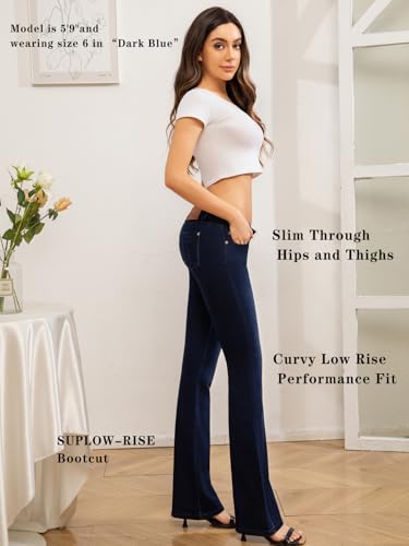 Women's Super Low Rise Stretchy Flared Jeans Slim Fit for Flattering Silhouette Bootcut Denim Pants(Runs Small)4
