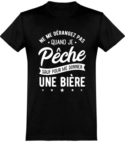 T Shirt Homme ne me dérangez Pas pêche | Imprimé en France, Cadeau Homme Humour Papa Anniversaire Original Rigolo Humoristique (L,Black)