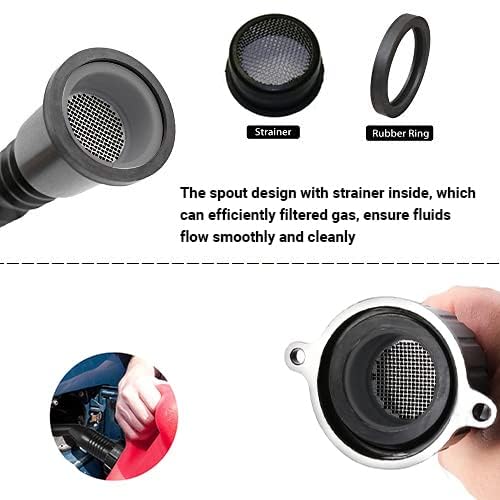 KP KOOL PRODUCTS Gas Can Nozzle Spout | Flexible with Screw Cap, Vent Cap, Strainer, Durable Gasket & Spouts Cover - 3 Pack, Fits Most Cans