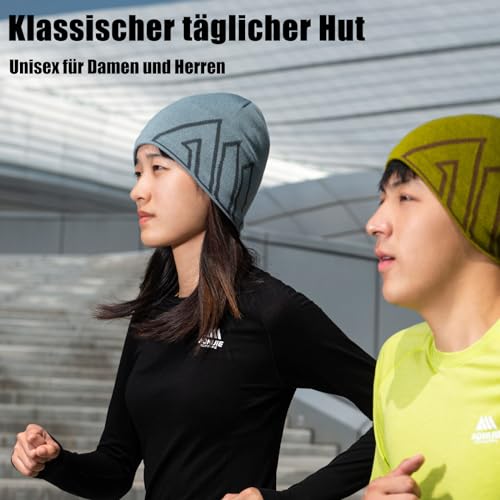 Joscoal Merinowolle Unisex Beanie Nebelblau – Bild 7