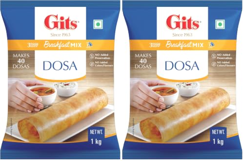 Image of Gits Instant Rice Dosa Breakfast Mix, Makes 40 Dosas, Pure Veg, South Indian Breakfast Mix, 1Kg (Pack of 2)
