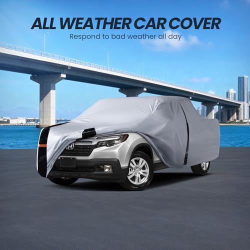 Image of Multi-Layer Honda Ridgeline Truck Cover, Custom fit Ridgeline 2005-2026 Crew Cab Short Bed(5.3')Car Cover Waterproof All Weather, Full Exterior Cover Rain Wind Dust and UV Protection With Door Zipper