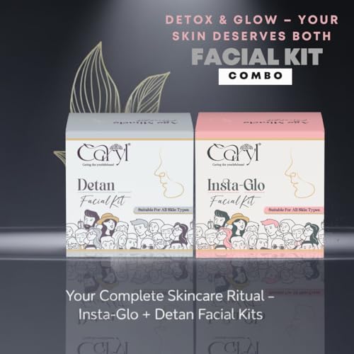 Image of Caryl Insta-Glo & Detan Facial Kit Combo For Exfoliates, Minimizes Pores, Remove Tan & Dark Spot, Brightening Skin & Even Tone With Glycolic Acid, Licorice|All Skin Types 30g (Pack of 2 + 10 Wipes)