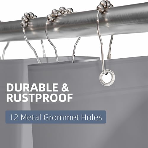 Titanker Plastic Shower Curtain Liner, 72X72 Grey Shower Liner Lightweight Peva Shower Curtains For Bathroom, Waterproof Shower Liner With Magnets And Rustproof Grommet Holes #TOP2