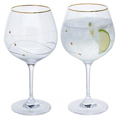 Copas de cristal Glitz para ginebra con detalles dorados Cover