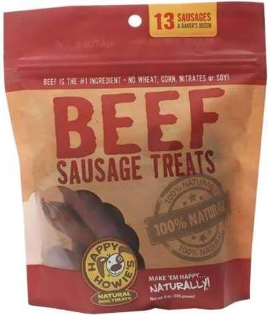 Happy Howie's Natural Dog Treats - Healthy Dog Treats, Real Beef & Natural Ingredients, Made in The USA, Hormone Free - Beef Sausage…