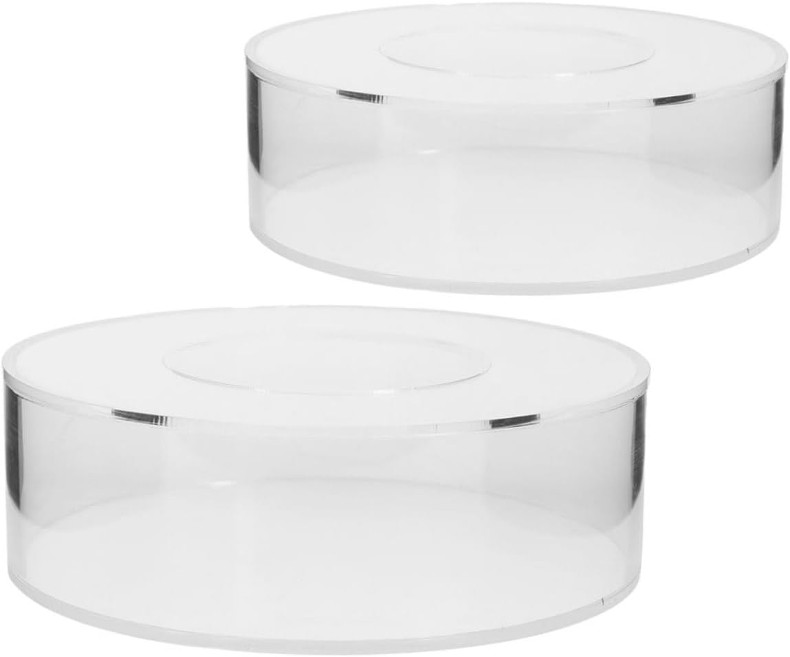 VICASKY 2Pcs Clear Acrylic Round Cake Display Stand Risers Fillable Dessert Riser for Wedding Birthday Party Lightweight and Wear Resistant Pastry Display Platform for Shops and Events