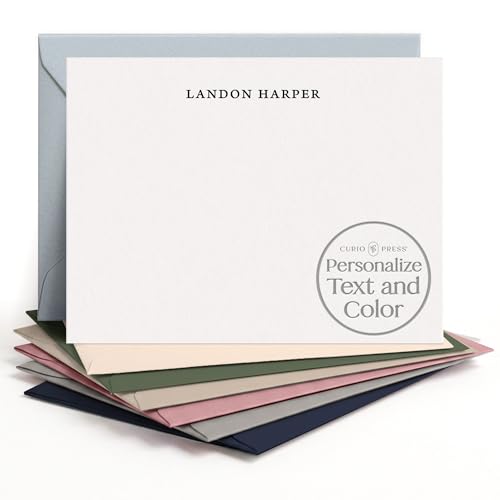 Curio Press Personalized Stationery Notecards with Envelopes Custom Note Cards Personalized Thank You Cards with Envelopes Personalized Cards Handmade Note Cards & Greeting Cards - Simplicity Flat