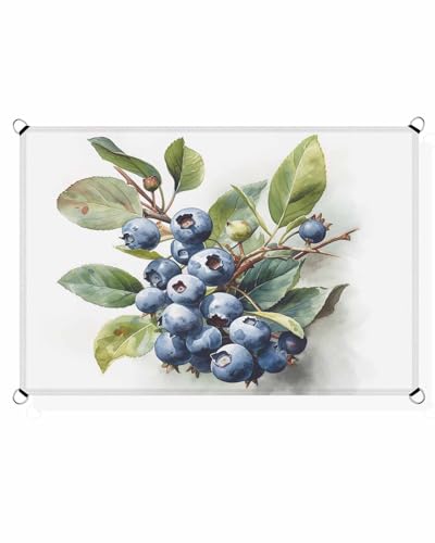 Boanket Sun Shade Sail 6.5' x 10', Blueberries UV Block Sun Sails Shades, Farmhouse Blue Fruits Green Botanical Shade Cloth for Patio Deck Terrace Garden Lawns Beach Backyard
