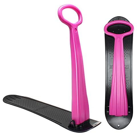 AQUARM Snow Scooter Sled for Kids Winter Outdoor Sports, Fold-up Snowboard with Handlebar, Plastic Ski Scooter Lightweight & Wear-Resistant for 5+ Years Old Boys Girls, 36inch (Pink,Green) Cover