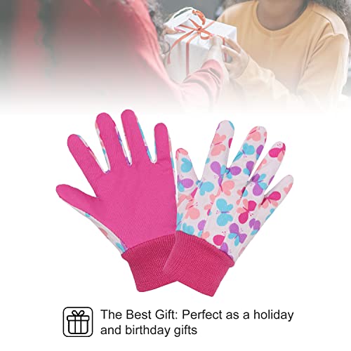 3 Pairs Kids Gardening Gloves For Age 5-8, Garden Working Gloves For Boys Girls, Soft Children Garden Gloves (M (Age 7-8), Pink 3 Pairs) #TOP2