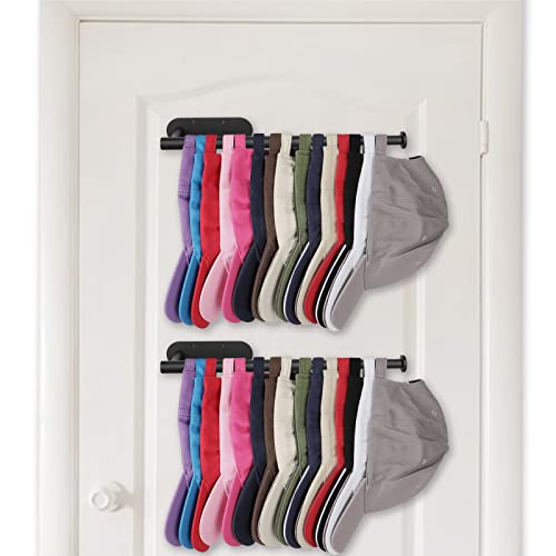 Volnamal Hat Racks For Baseball Caps 2 Pack, Stainless Steel Retractable Wall Hat Organizer For Baseball Cap Holds 20 Caps, Hat Holder Wall Drilled/Strong Adhesive For Closet Door Bedroom Entryroom #TOP4