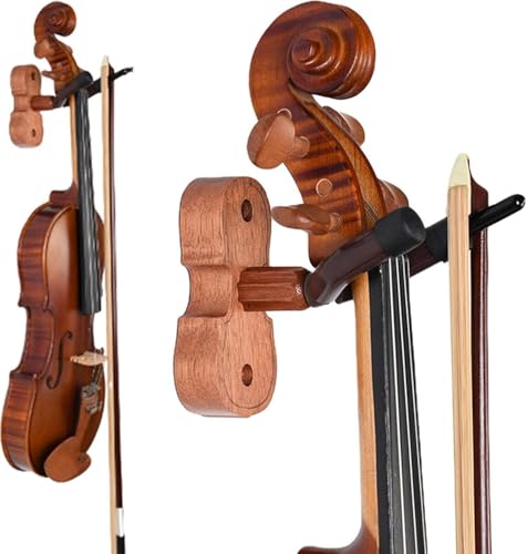 Image of Violin Stand, Mahogany Wood Violin Hook with Hard Case, Adjustable Height for Musicians, Portable Foldable Design for Outdoor Use, Violin Accessories, Violin Musical Instrument Stander