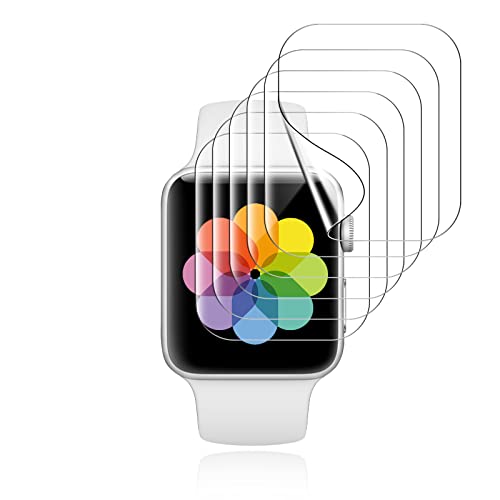 TOCOL 6 Piezas Protector de Pantalla para Apple Watch Series 6 5 4 SE 44mm/Series 3 2 1 42mm/Series 7 45mm HD Clear Soft TPU Film No Vidrio Sin Burbujas Instalación Fácil para iwatch 44mm y 42mm Cover