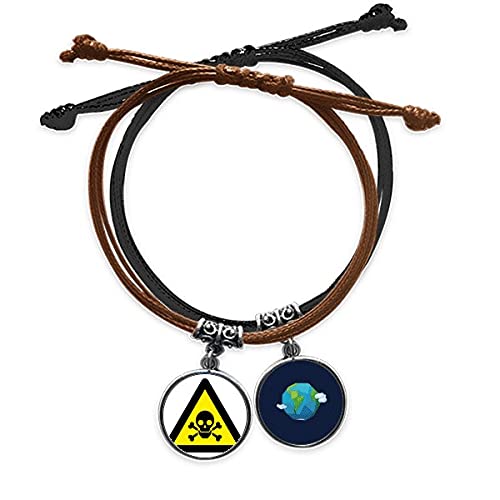 Pulsera de cuerda de mano ajustable contra el desgaste con símbolo de advertencia de peligro