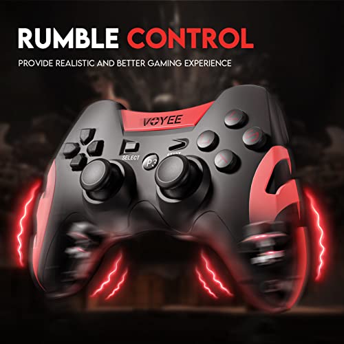 Image of VOYEE WE-07P Wireless PC Controller, Game Controller for PC PS3 PS2 Dualshock Joystick for Laptop PC Gaming, Wireless PC Gamepad (Red)