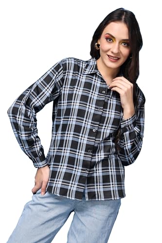 Image of POPWINGS Casual Checks Print Shirt for Women | Cotton Full-Sleeves Women Shirt | Summer Shirt for Women | Stylish Shirt for Women