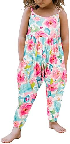 3T Toddler Jumpsuit 2T Summer Romper Outfit Harem Pants with Pocket Girls Slouch Jumpsuit
