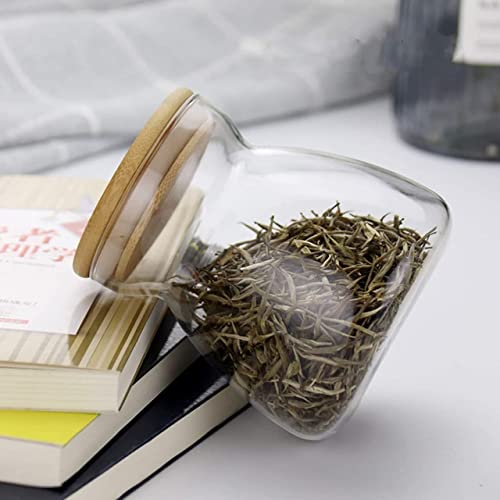 Image of MARTVIA 650ML Glass Food Storage Containers with Airtight Bamboo Lid Set of 1, Thickened Coffee Storage Jars for Home Kitchen, Pantry Tea, Spices, Snack (ROUND 650ML, Set of 1)