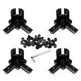 BLCCLOY 4Pcs 2020 Aluminum Extrusion T Slot Corner Bracket 20 Series Extruded Hardware 3 Way Tri Connector with Set Screw for 20/20 2040 T V Slot Black Aluminum Profile Frame Fitting