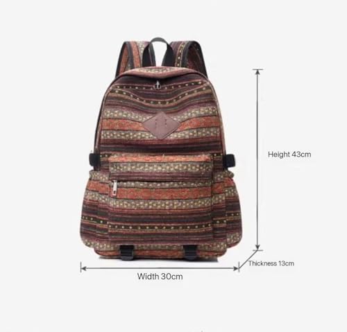 Large Capacity Canvas Printed Backpack Bohemian Retro Backpack Women's Leisure Travel (Blue)3