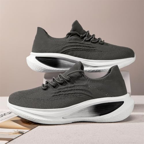 Image of DLWKIPV Running Shoes for Men Casual Slip on Tennis Walking Sneakers Lightweight Breathable Mesh Fashion Gym Athletic Sports Workout Non Slip Trainers Dark Gray W Size 10