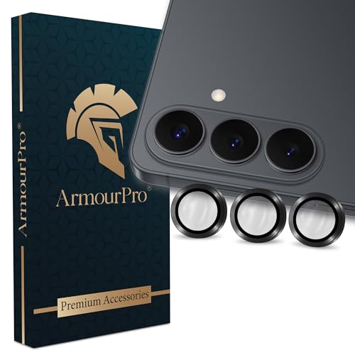 Image of ArmourPro Camera Lens Tempered Glass for Samsung Galaxy S26 Plus (6.7 Inches) Tough HD Individual Aluminum Alloy Rings 9H Camera Cover, Scratch-Resistant,Camera Lens Protection| Black, 1 Pack
