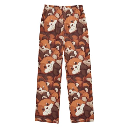 Pajama Bottoms, Cute Furry Red Panda Pattern Sleeping Pant Lounge Wear Pajamas Long Pants Sleepwear Pjs