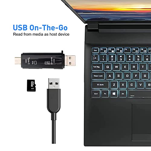 Seminer USB Micro SD Kartenadapter, 5-in-1 USB C/Micro/USB 2.0 Tragbarer Speicherleser USB OTG Adapter für Micro SDXC Micro SD Micro SDHC Karte Kompatibel für MacBook Computer Android Phone