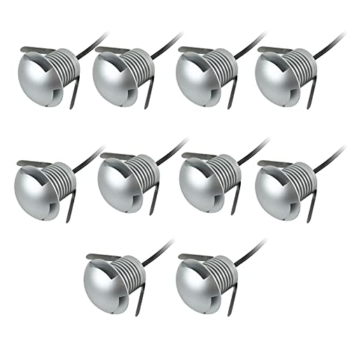 E-Simpo® 10pcs 3W Waterproof LED Underground Lamp,led Driveway Lights, Side Emitting, LED Floor Light, LED Path Light, LED Stairs Light IP67 DC12-24V 280LM,with Embeded Holder. (Q3-Warm White)