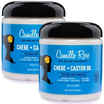 Camille Rose Black Castor Oil + Chebe Curl Cream 2-Pack – Buttercream Strengthening Texture Butter, Restores Moisture, Conditions, Softens, Improves Manageability, 8 Oz Ea