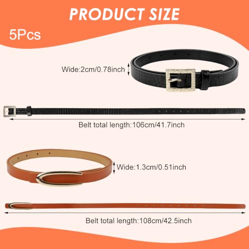 Image of PALAY Waist Belt for Women Dresses, Fashion Ladies Belts for Women, PU Leather Slim Womens Belts for Dress, Blazer, Suit, Black /Brown Alloy Turn Lock Buckle Belt (Fit Waist 70-95cm)