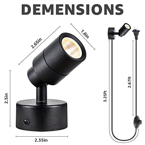 image for SUNVIE 2 Pack LED 120V SpotLights Indoor, 3W Up Lights Floor Spotlight