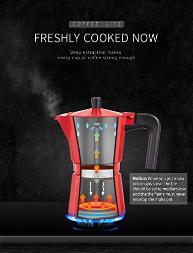 image for Yabano Stovetop Espresso Maker, 3 Cups Moka Coffee Pot Italian Espress