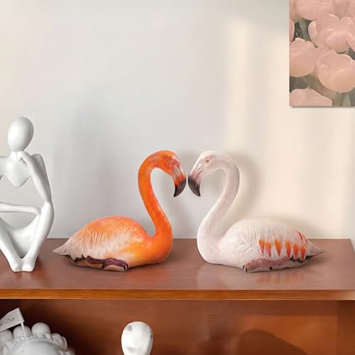 Set de 6 flamencos decorativos pintados a mano en HDPE miniatura 6