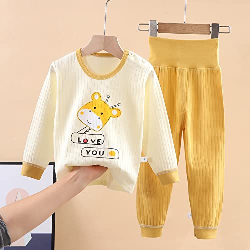Boys Girls 2-Piece Snug Fit Cotton 𝐏ajama Set Toddler Baby Ribbed Sl𝐞epwear Cute Cartoon Giraffe 𝐏js Loung𝐞wear2