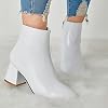 TINSTREE-Women-Fashion-Ankle-Boots-Patent-Leather-Chunky-Heel-Booties-Pointed-Toe-Side-Zipper-Booties-Splicing-Stacked-Mid-Heel-Short-Booties