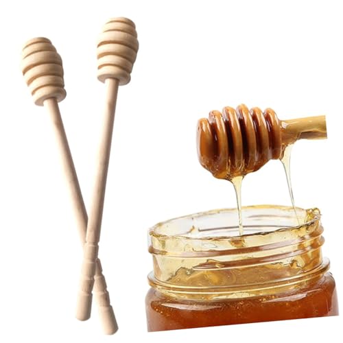 BRIGHTFUFU 18pcs Wooden Honey Stirring Stick Rod Milk Tea Drink Mixing Stick for Bar Home Spiral Design
