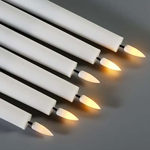 Eywamage White Flickering Flameless Taper Candles With Remote, Real Wax Battery Operated Led Candlesticks Set Of 6 #TOP3