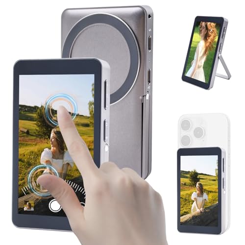 Pantalla para selfie con móvil EIOYUMY monitor magnético 1080P y soporte de aluminio para vlog
