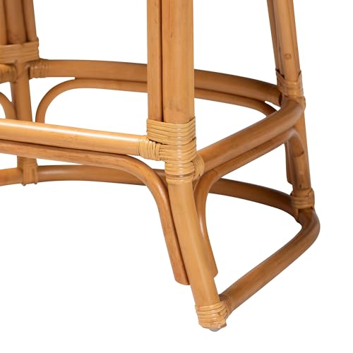 bali & pari Veneto Modern Bohemian Light Honey and Dark Brown Rattan Bar Stool by bali & pari - Used condition - Image 6