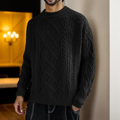 Men Dress Sweater Solid Vintage Pullover Sweater Unisex Woven Crewneck Knitted Tops Men Dress Sweater2