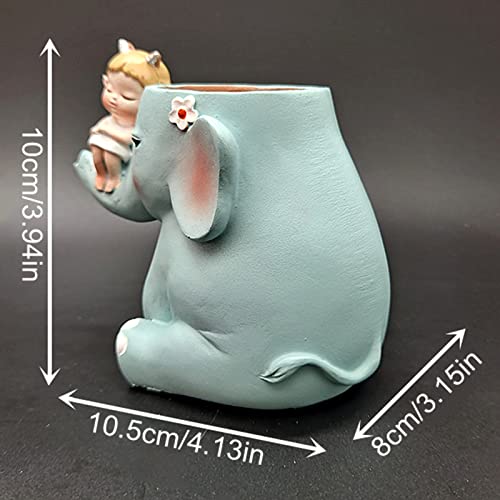 3D Girl Riding Elephant Concrete Flower Pot Molds Succulent Planter Silicone Molds Candle Pen Holder Mold Storage Box Mold Epoxy Resin Cement Clay Mould #TOP1