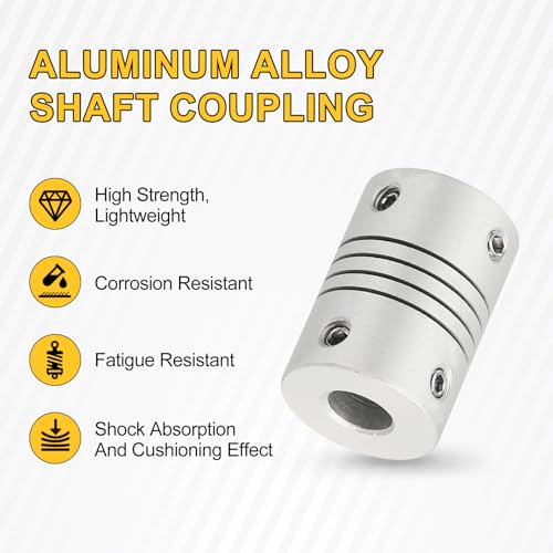 QUARKZMAN 4 Stück Flexible Kupplungen 3mm Bis 6.35mm Aluminiumlegierung Verbindungsstück Flexible Wellenkupplungen Motorkupplung Für 3D Drucker CNC Maschine Motor Encoder D16 x L23mm