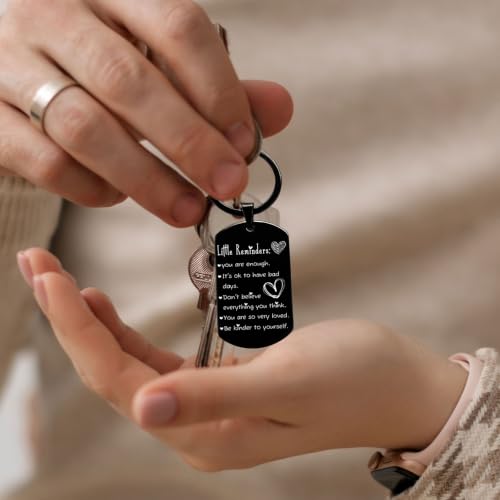 Double Sided Little Reminders Keychain - Engraved Mental Health Affirmation & Keep Going Mountain Sunrise | Uplifting Self Care Therapy Gifts, You Are Enough Inspiration Keychain - Image 4