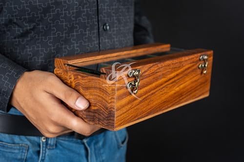 Image of Royal Craft Expertise 4 Slot Watch Box For Men, Wooden watch boxes, Watch case box for men, Watch storage Box, Organiser Box Display Case,Christmas, Valentine;s Day (Rosy brown)